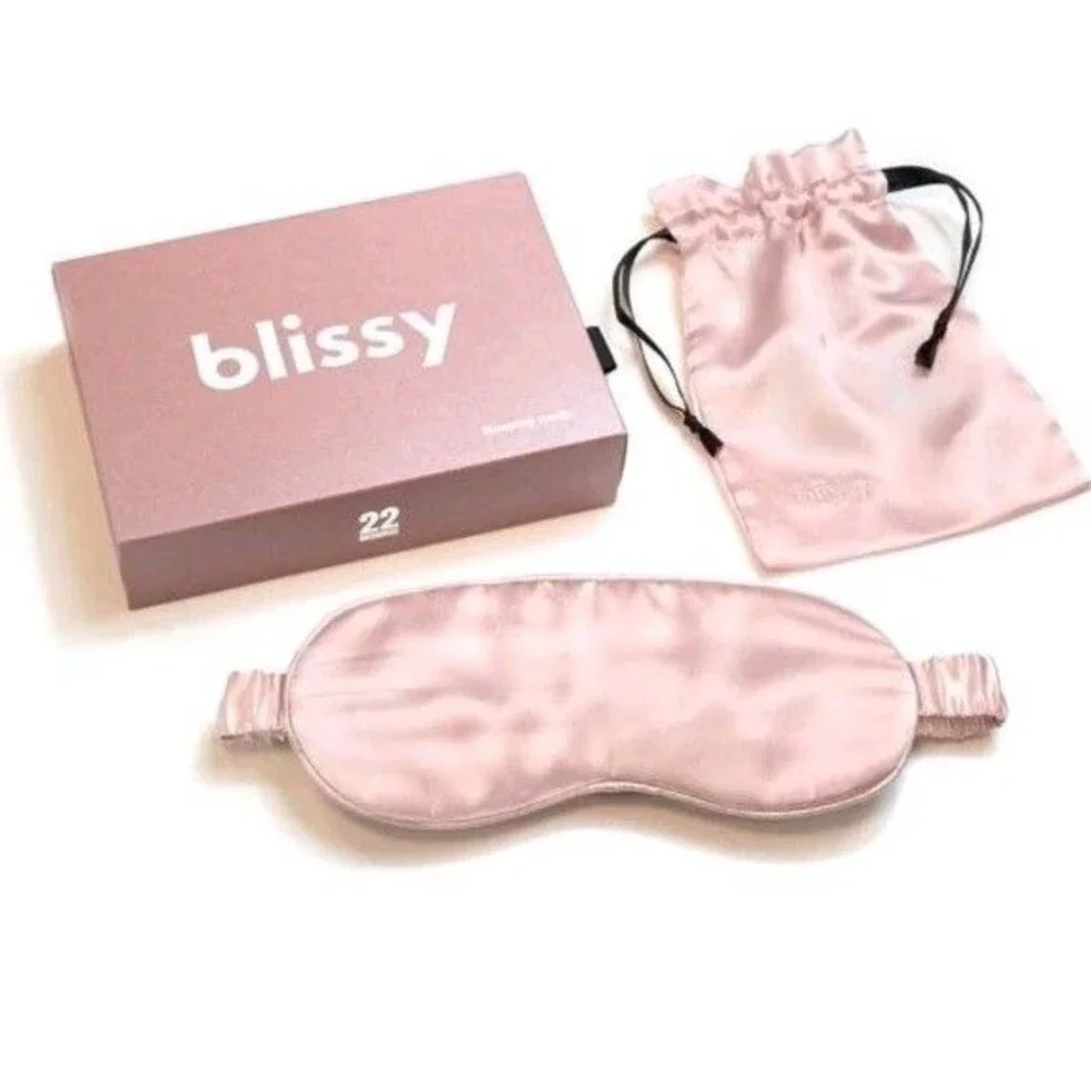 Blissy 100% Mulberry Silk Sleep Mask Pink 22 Momme Luxury Eye Cover NIB NWT